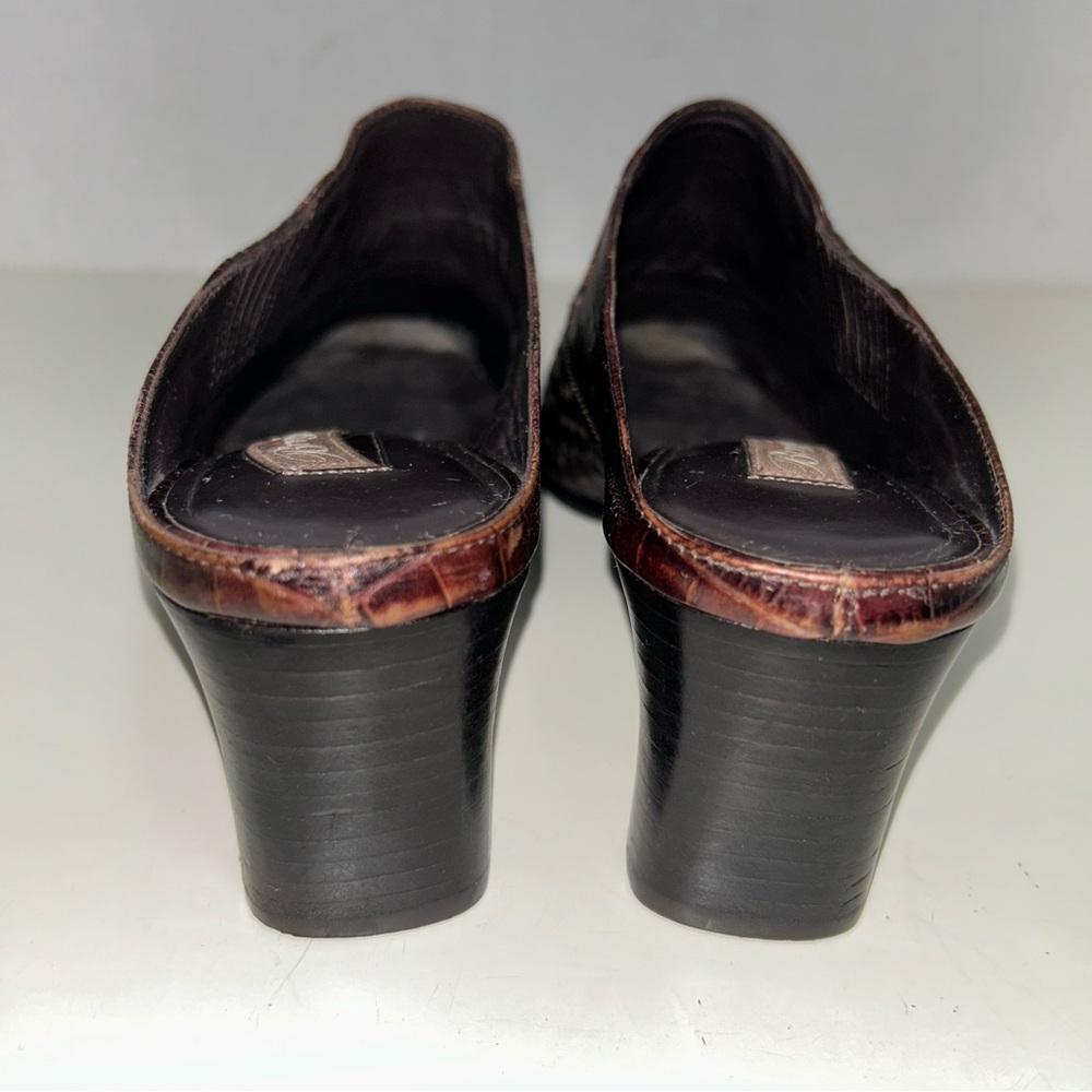Brighton Tryst Brown Woven Leather Medallion Slip On Heel Mule - Picture 8 of 10